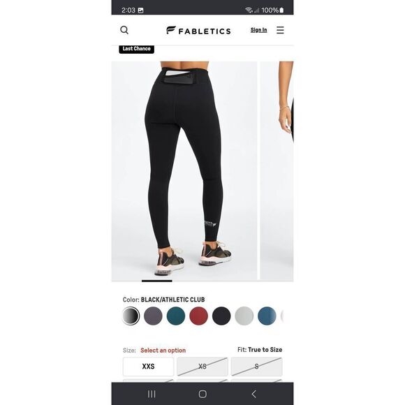 New Women's Size XL Short Fabletics Motion 365 Black Trinity High Waist Leggings - Picture 1 of 9